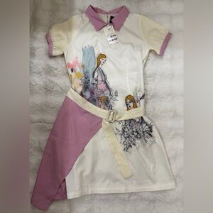 Elegant Pink and Cream Women's Dress